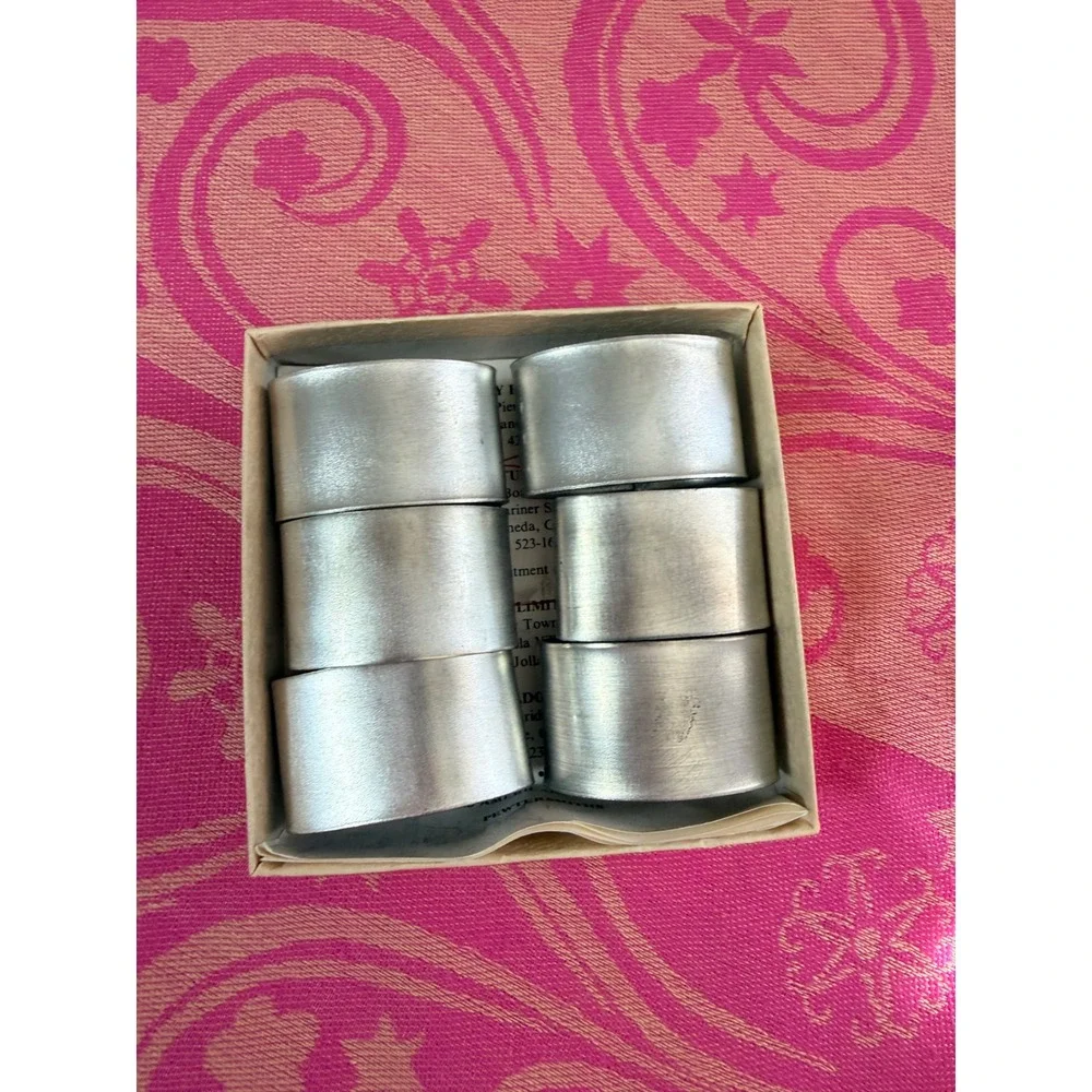 Ballena Bay Pewter Napkin Rings Set of 6 San Francisco Handcrafted Vintage Art